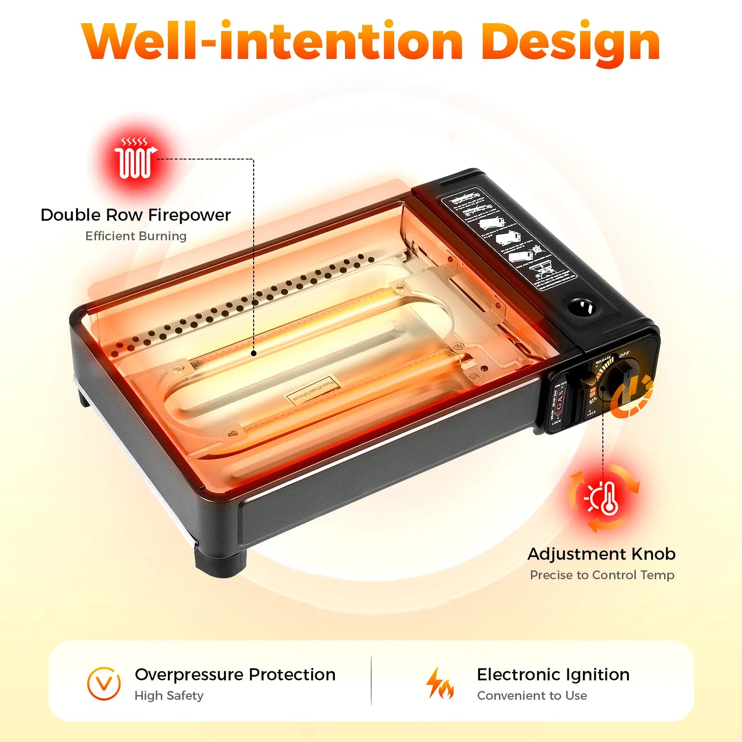 Bymaocar Portable Camping Grill Gas Stove Butane Barbecue Cooker