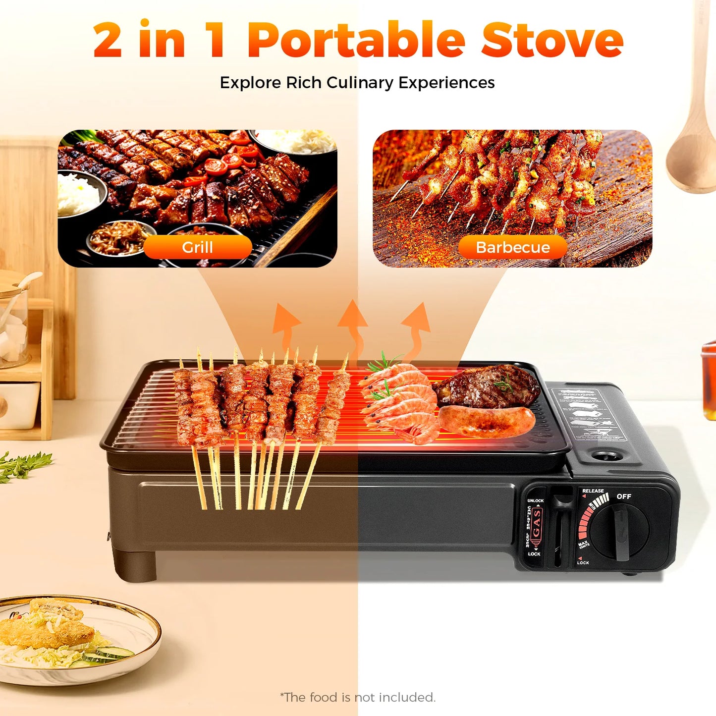 Bymaocar Portable Camping Grill Gas Stove Butane Barbecue Cooker