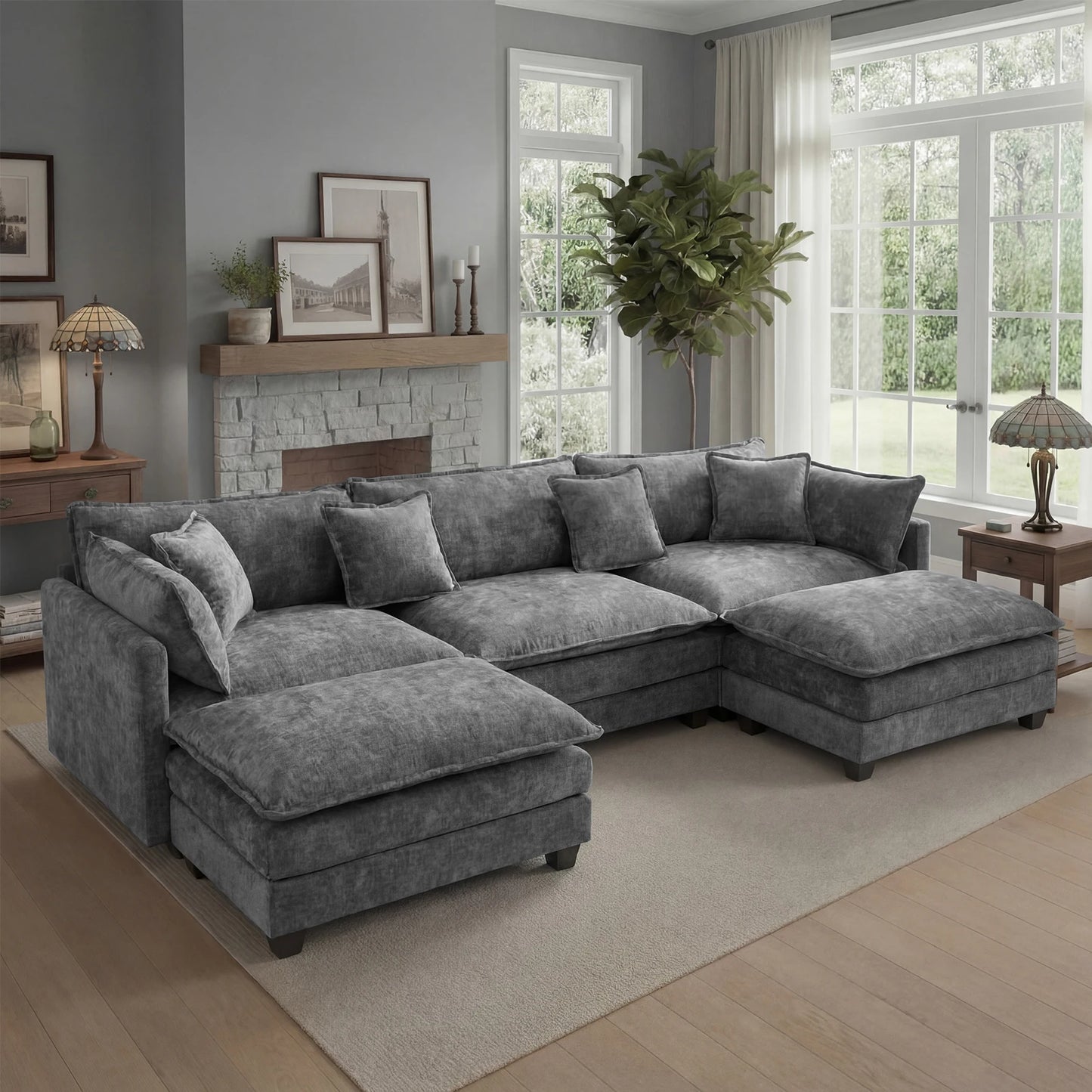 Redlife Modular Sectional Sofa With Ottoman Deep Seat