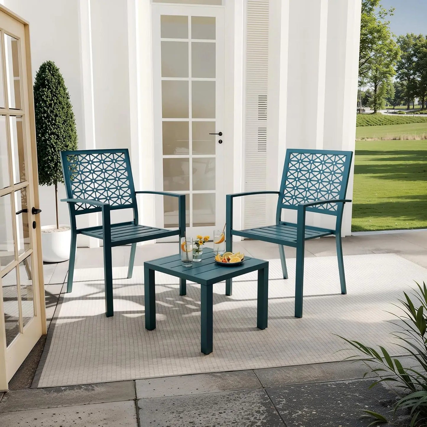 Twister.CK Patio Bistro Set 3 Piece Outdoor Table Chairs