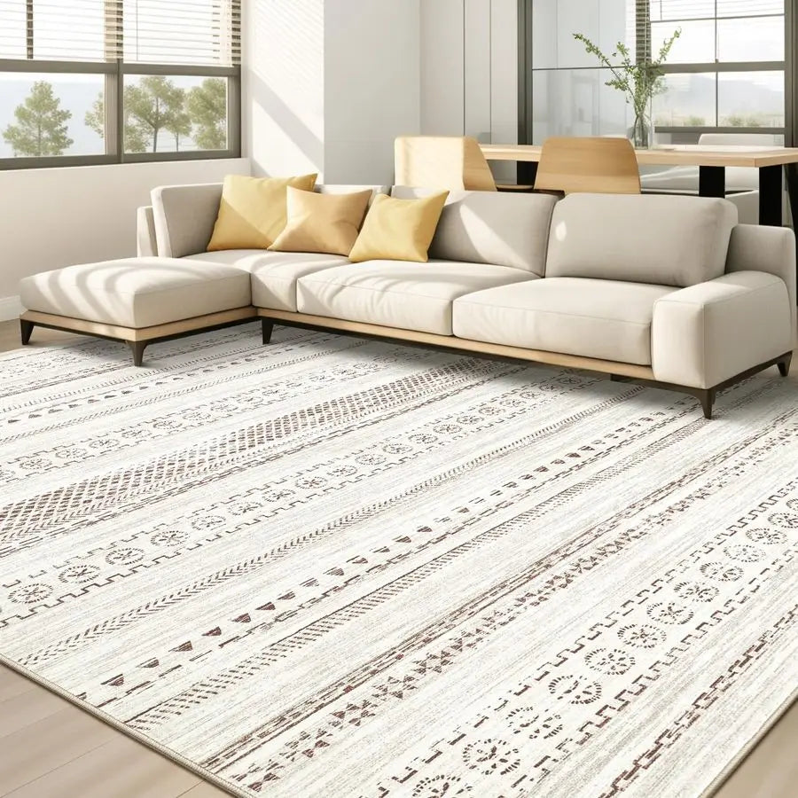 Moroccan Boho Farmhouse Rug For Living Room Geometric Pattern