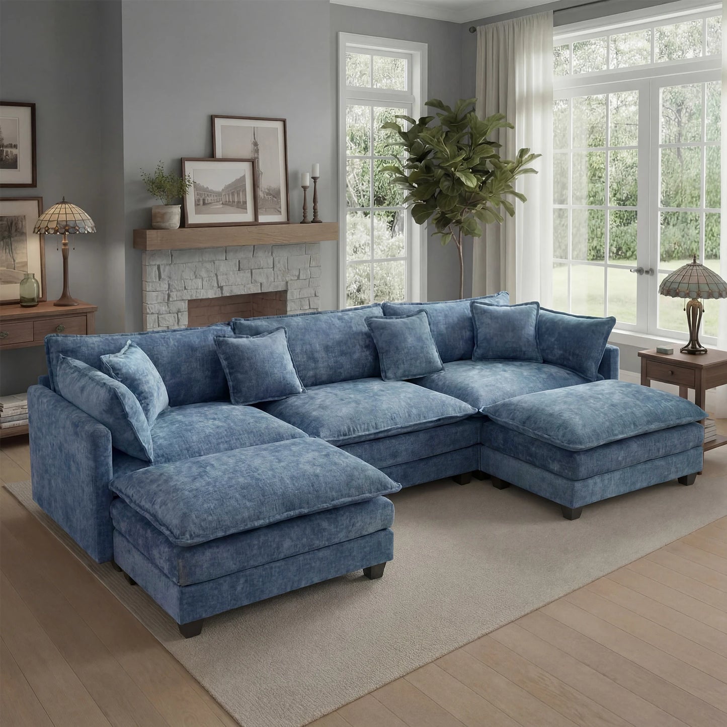 Redlife Modular Sectional Sofa With Ottoman Deep Seat