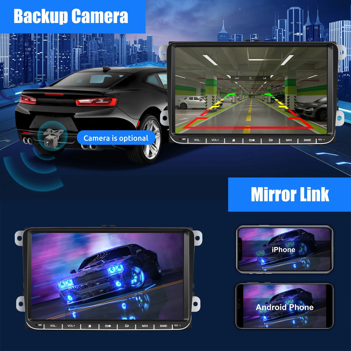 ESSGOO 9 Inch Android Car Stereo with CarPlay GPS Bluetooth for VW