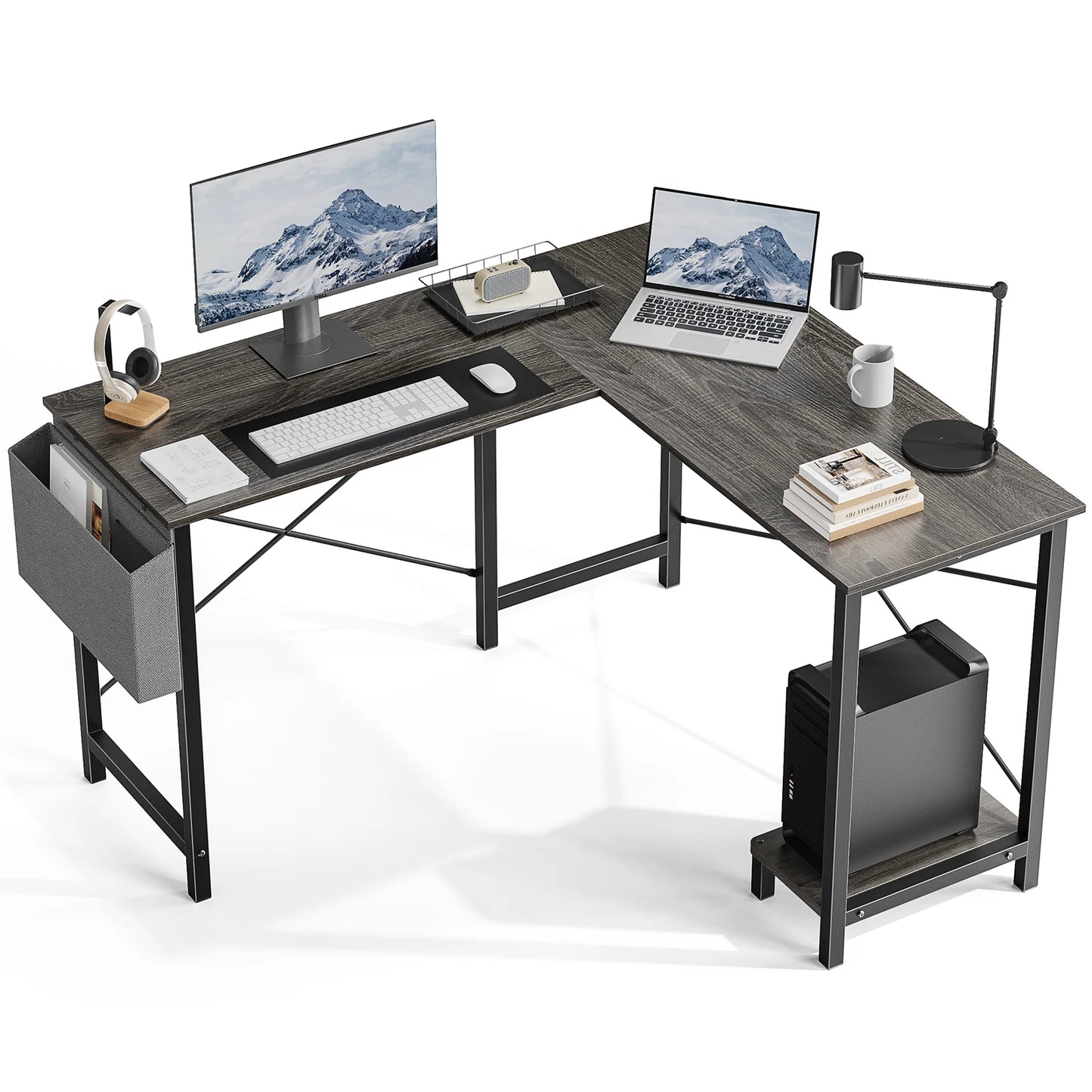 JHK Gaming Corner L Shaped Computer Desk With CPU Storage