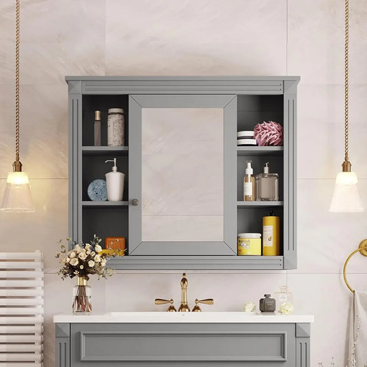 Bathroom Medicine Cabinet With Mirror Over Toilet Storage Engineered Wood