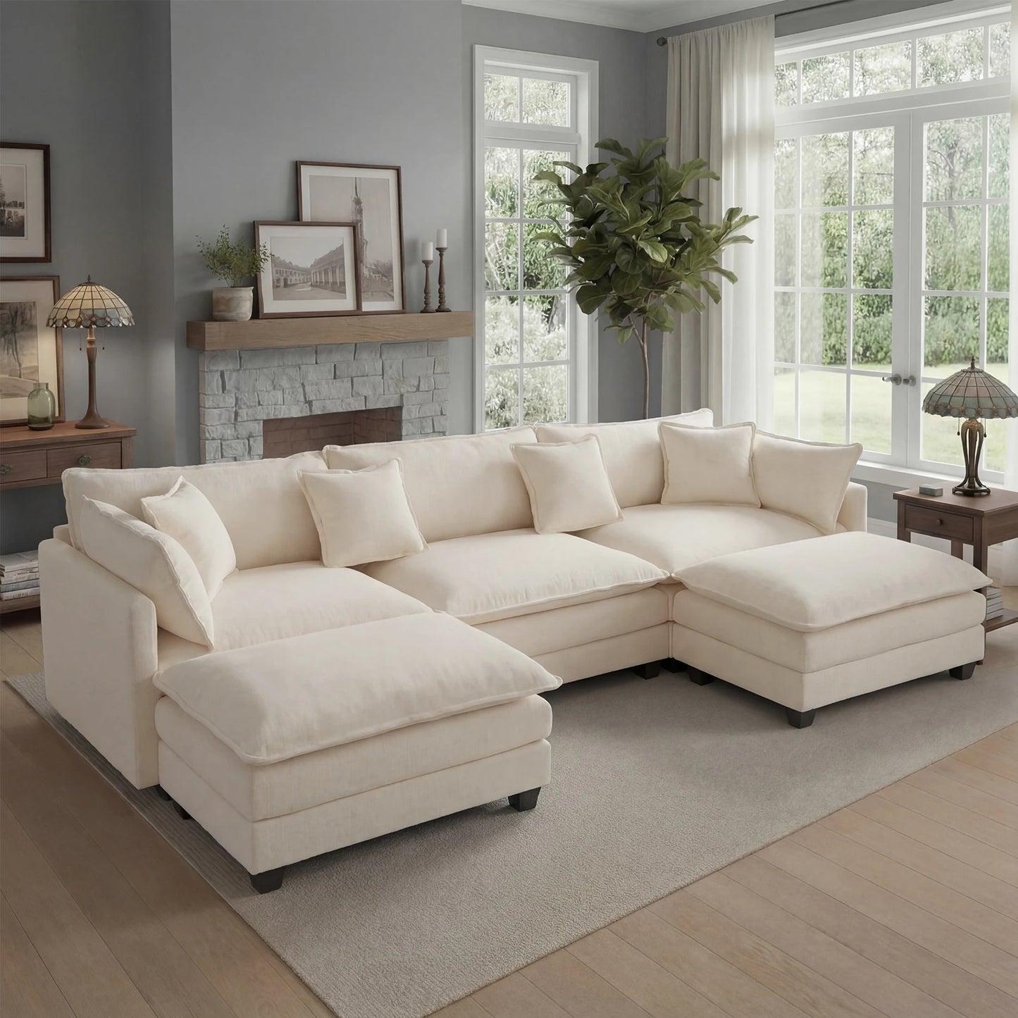 Redlife Modular Sectional Sofa With Ottoman Deep Seat
