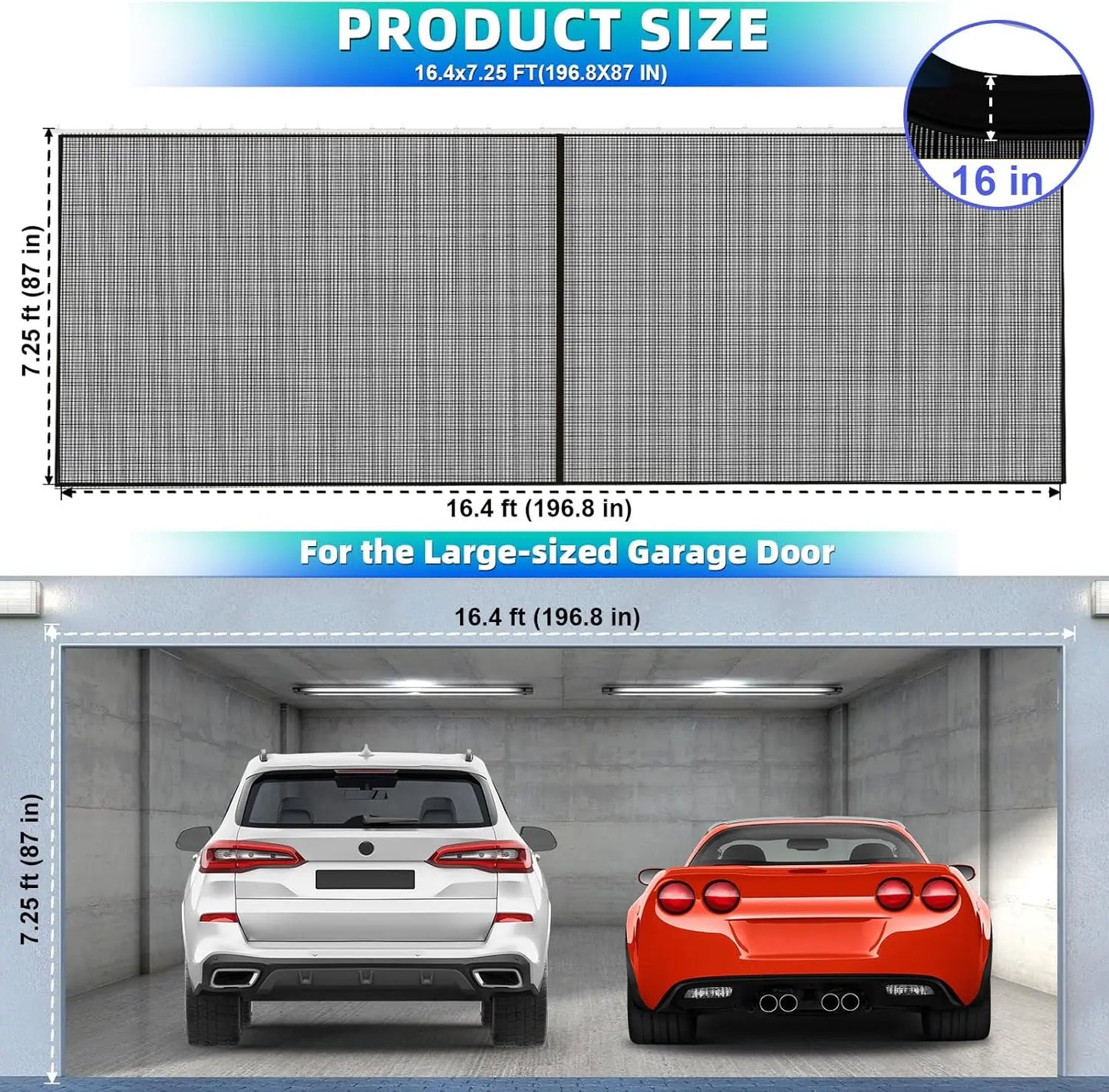 Sliding Garage Door Screen For 2 Car With Track Closure