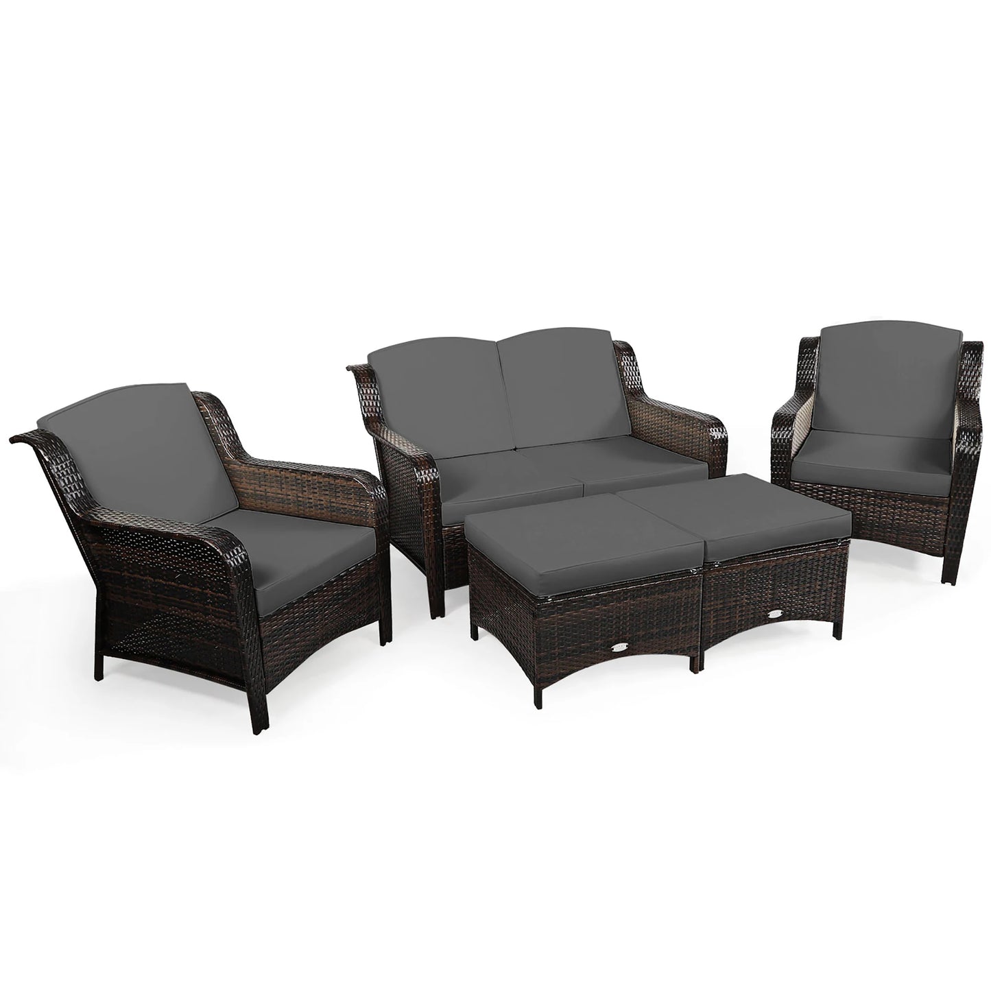 HOMASIS 5 Piece Outdoor Patio Rattan Sofa Set With Cushions