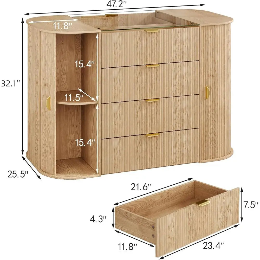 8 Drawer Island Wardrobe With Glass Top Armoire Freestanding Closet