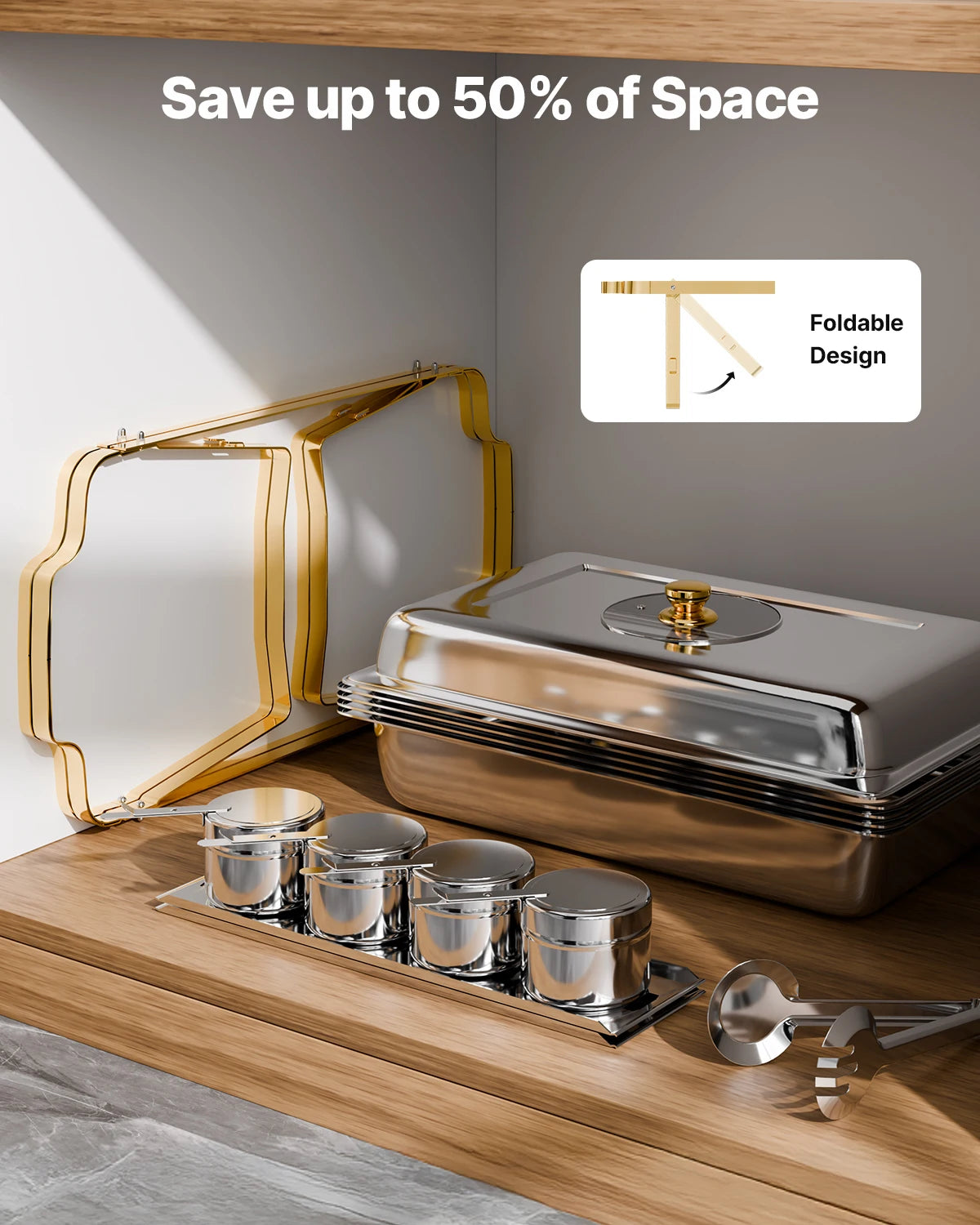 SucceBuy Chafing Dish Buffet Set Stainless Steel Chafer With Half Pans