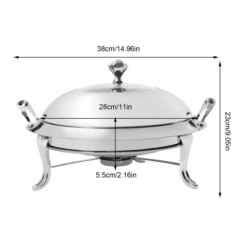 Stainless Steel Buffet Warmer Tray With Lid And Fuel Holder
