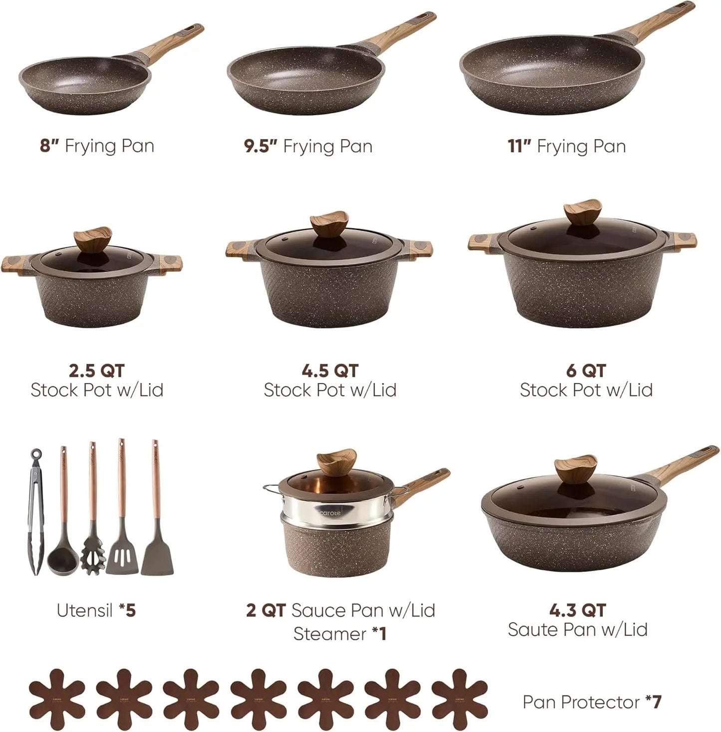 Nonstick Pots and Pans Set Induction Cookware PFOA Free 26pc