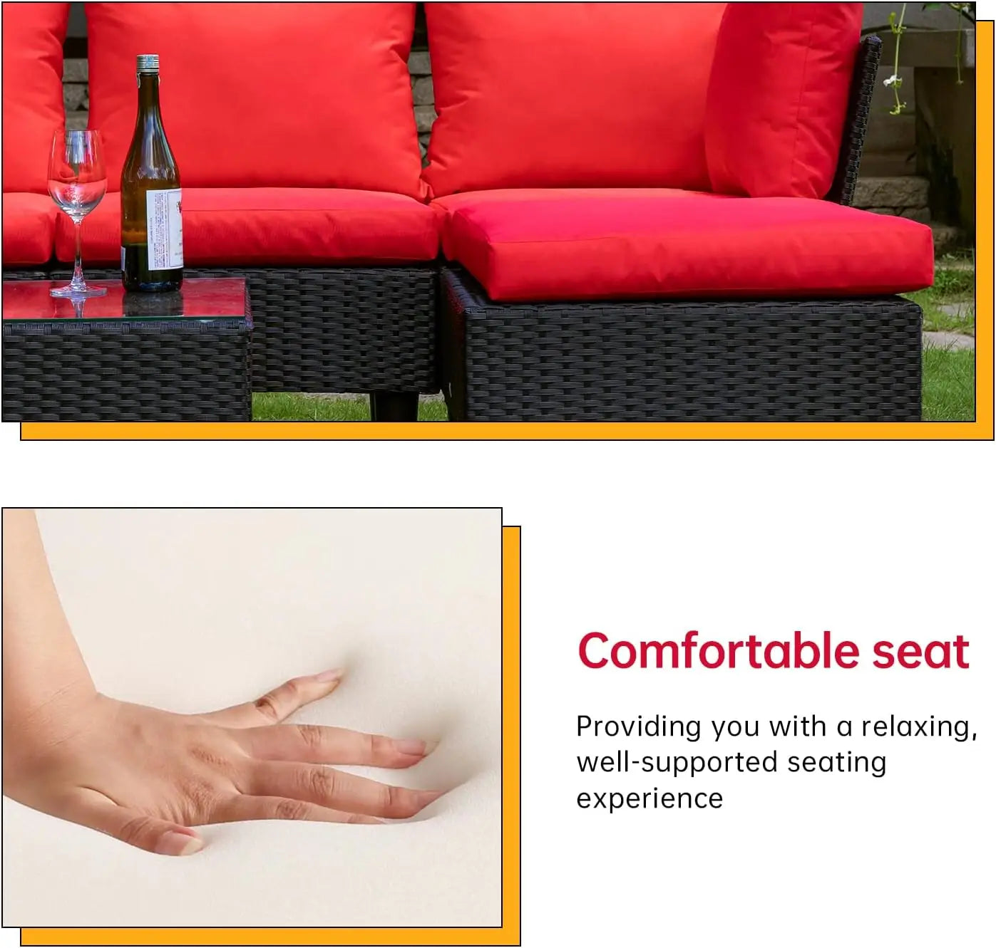 Patio Furniture Set 5-Piece Outdoor Wicker Conversation Set