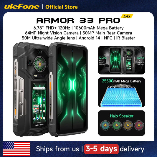 Ulefone Armor 33 Pro 5G Rugged Phone 512GB ROM 120Hz
