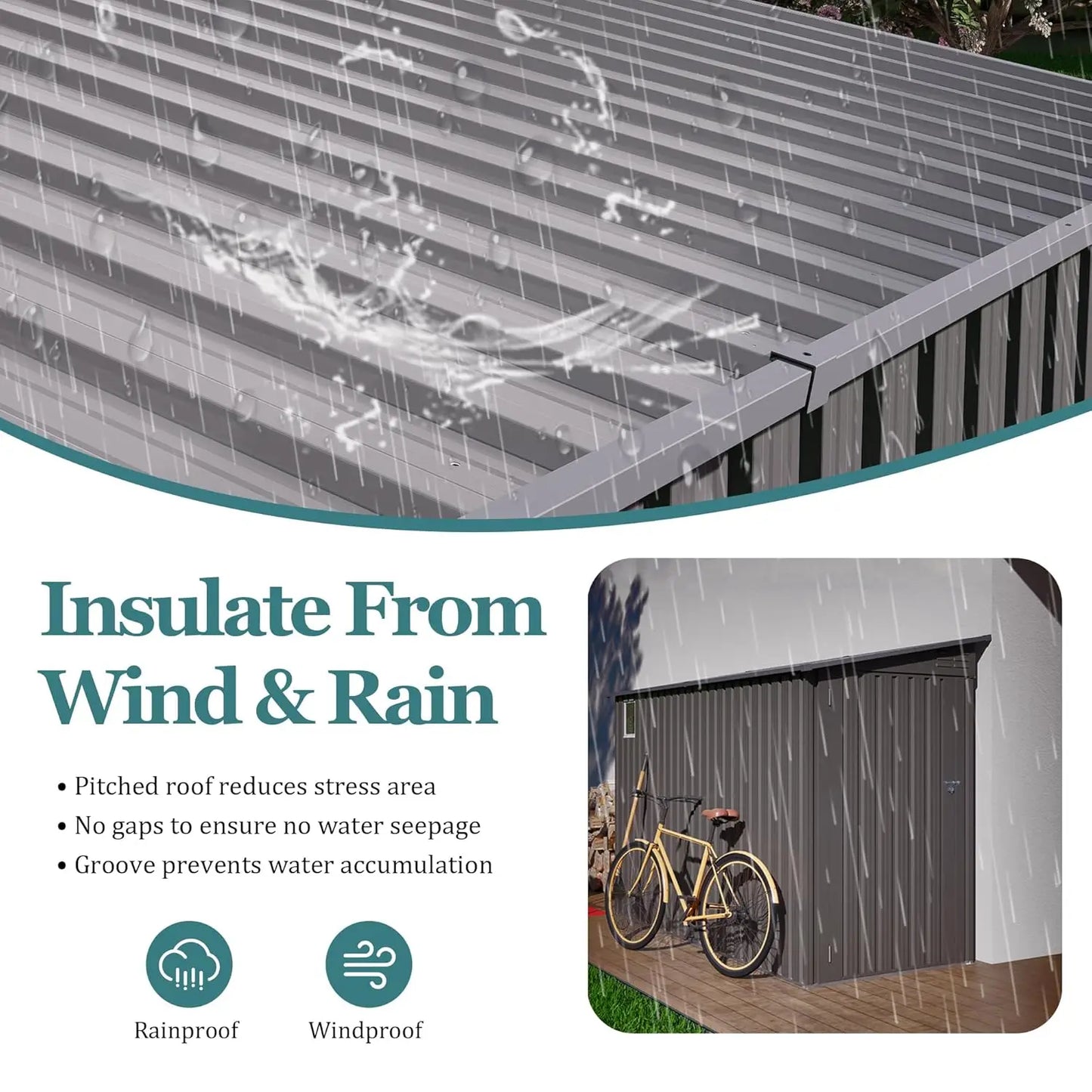 Galvanized Steel Garden Shed With Waterproof Door and Window