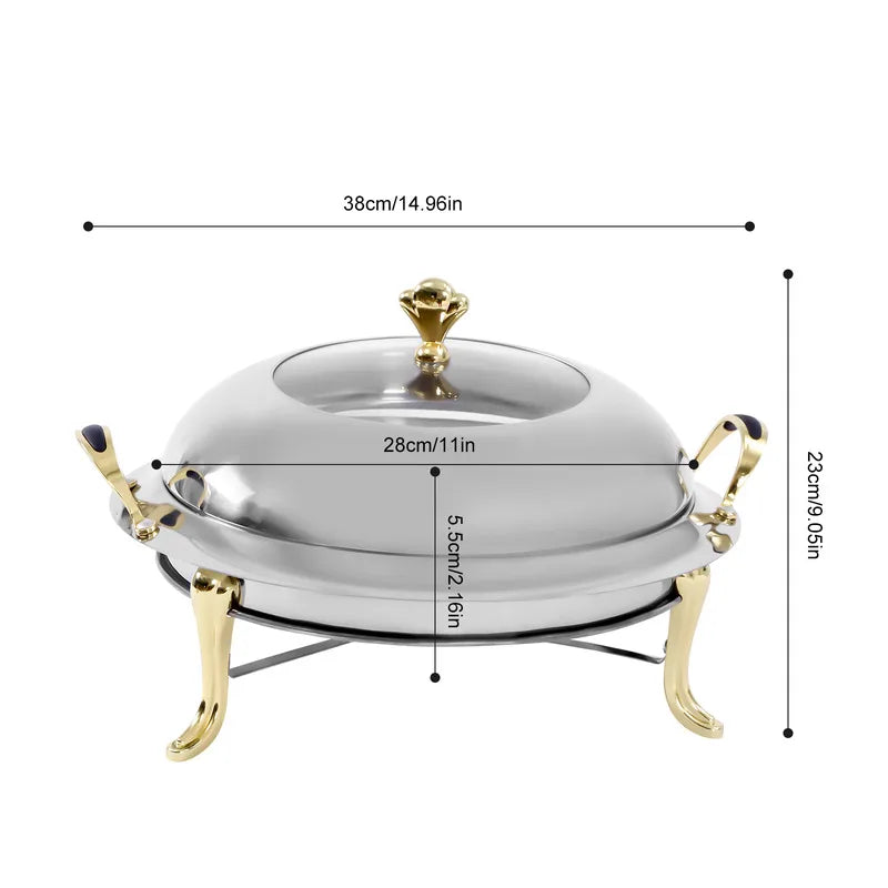 Stainless Steel Buffet Warmer Tray With Lid And Fuel Holder