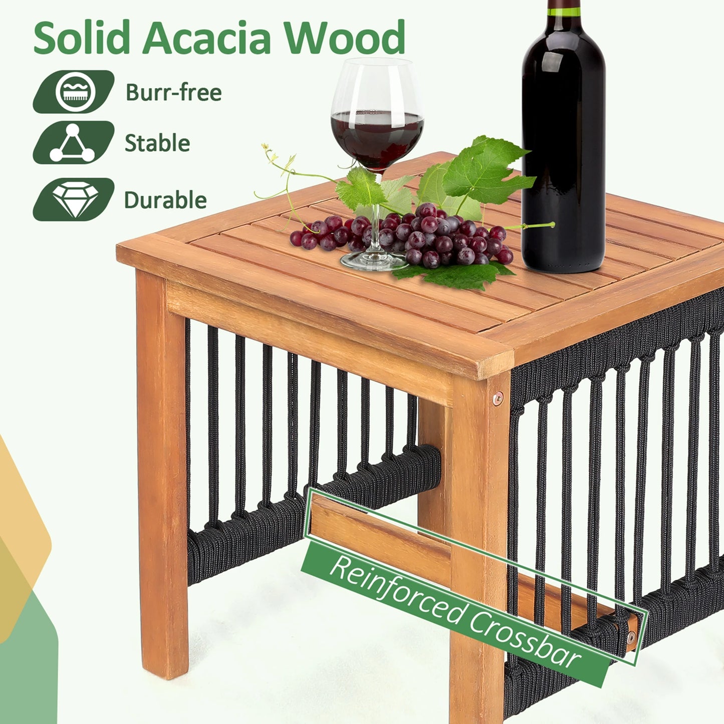 HOMASIS 3 Piece Acacia Wood Patio Bistro Set Rocking Chairs