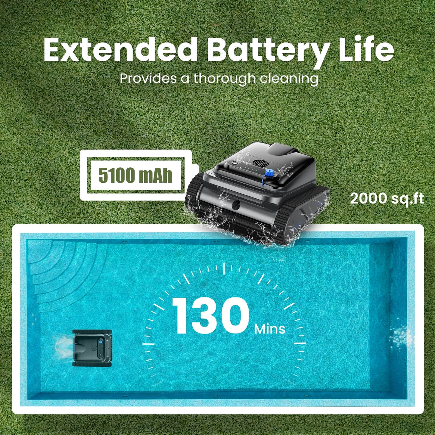 INSE Y50 Auto Cordless Robotic Pool Cleaner for Above Ground Pools