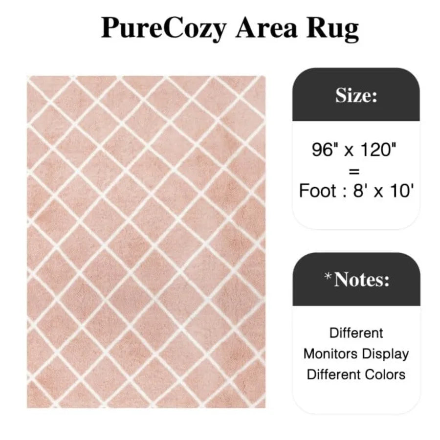 Checkered Living Room Rug Modern Plush Non Slip Area Carpet