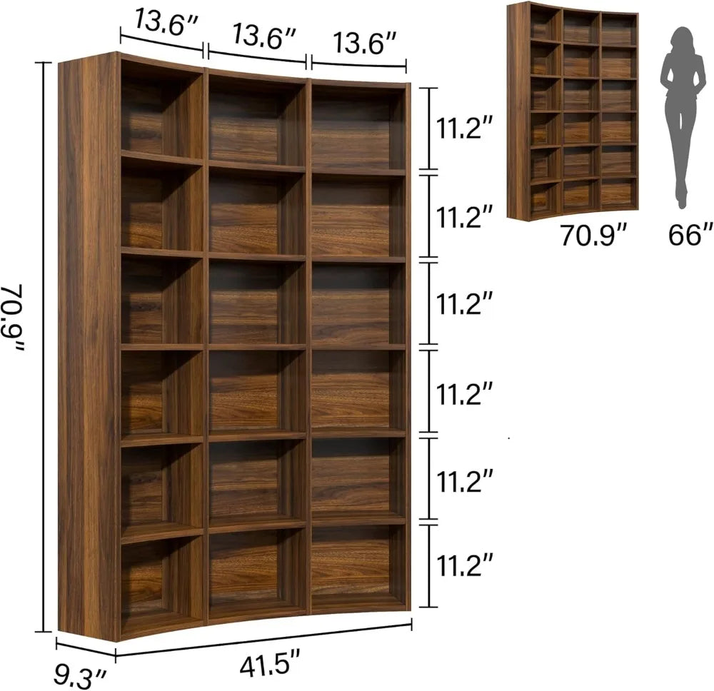 6 Tier Corner Bookshelf Curved Modern Bookcase With Open Storage