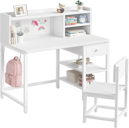 Kids Desk and Chair Set for SixToTwelve Years with Hutch