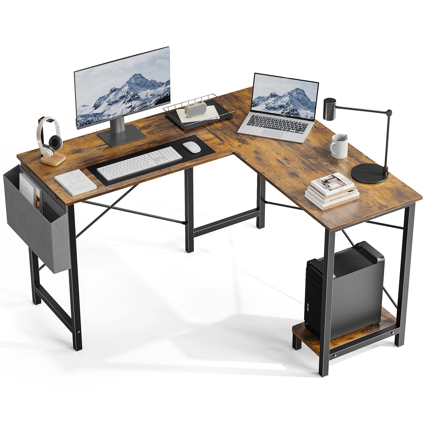 JHK Gaming Corner L Shaped Computer Desk With CPU Storage