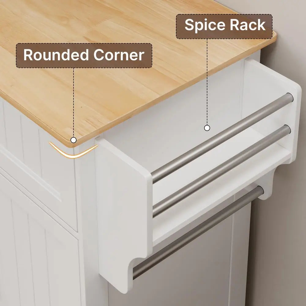 Kitchen Island Cart With Adjustable Shelf Drawer Storage On Wheels