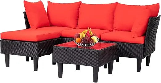 Patio Furniture Set 5-Piece Outdoor Wicker Conversation Set