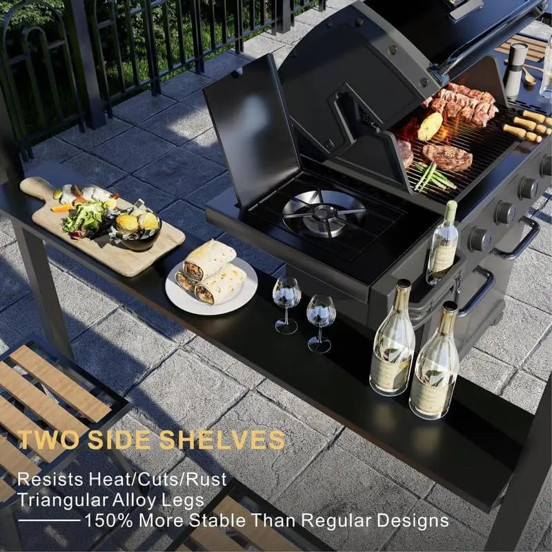 Grill Gazebo With String Lights Outdoor Galvanized Steel Hardtop Canopy