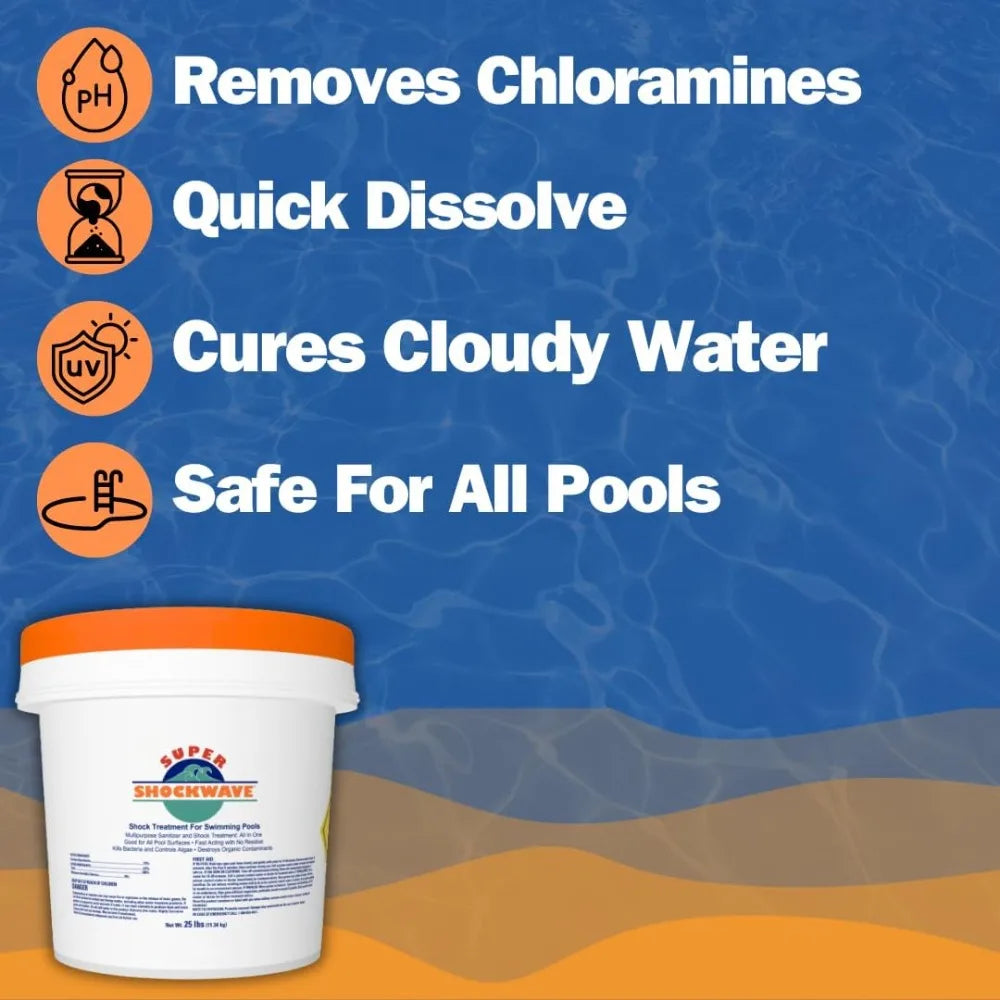 Super Shockwave Pool Shock 73 Percent Cal Hypo Granular Sanitizer Crystal Water