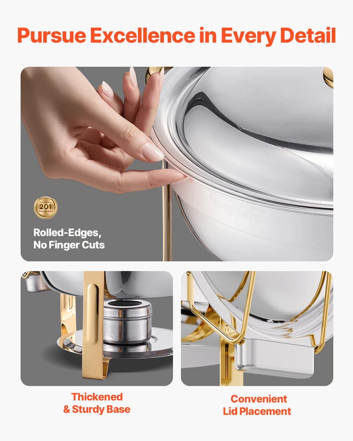 Succebuy 4 Pack Chafing Dish Buffet Set Stainless Steel Chafer