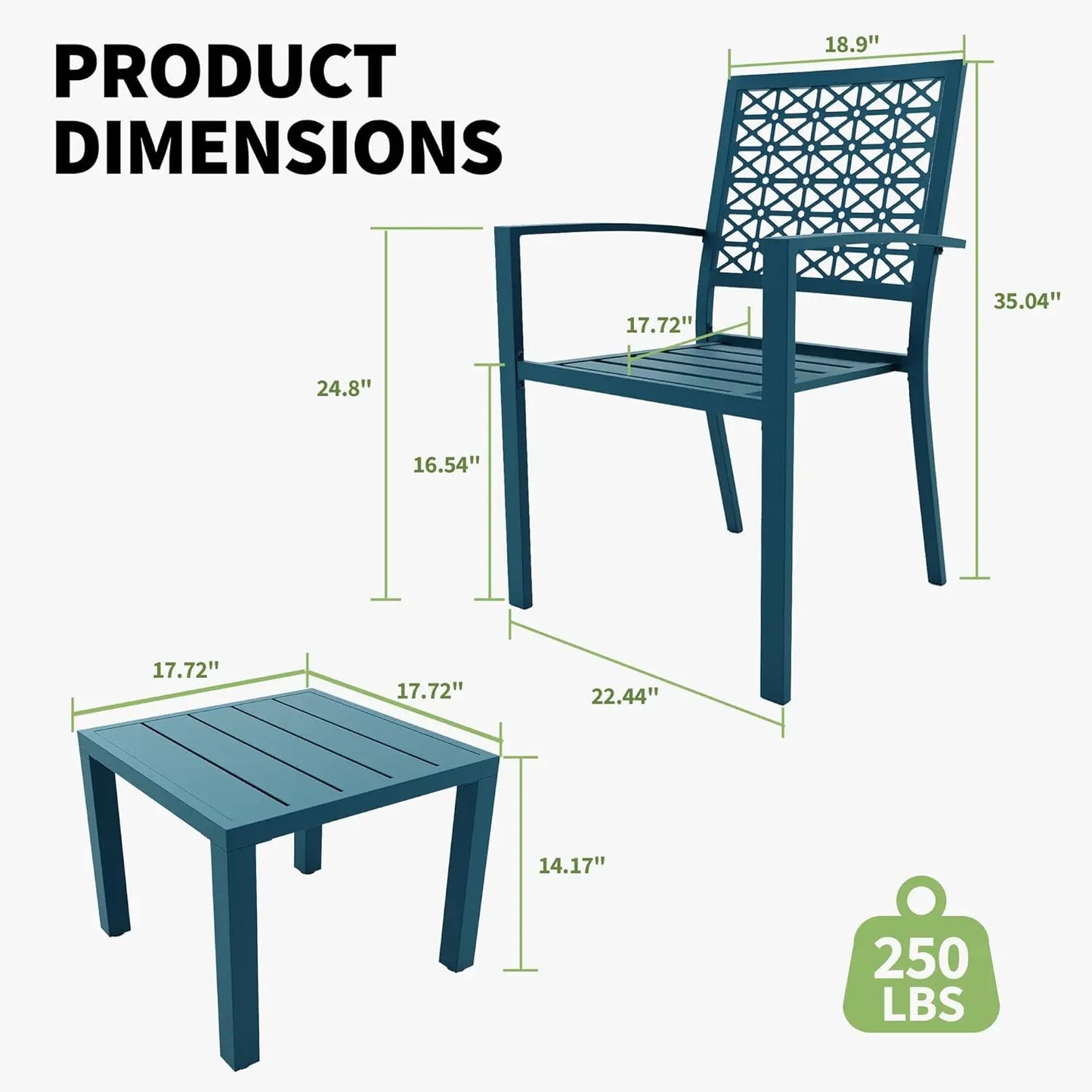Twister.CK Patio Bistro Set 3 Piece Outdoor Table Chairs