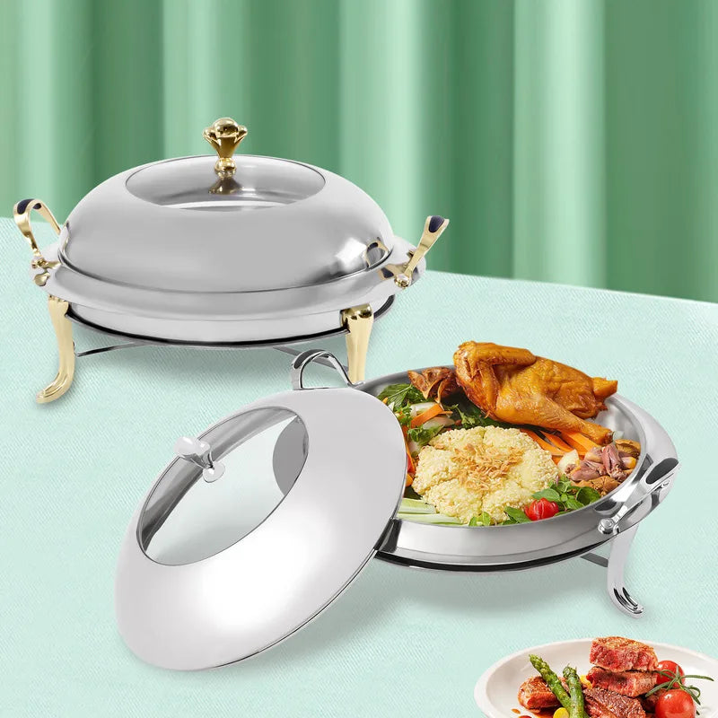 Stainless Steel Buffet Warmer Tray With Lid And Fuel Holder
