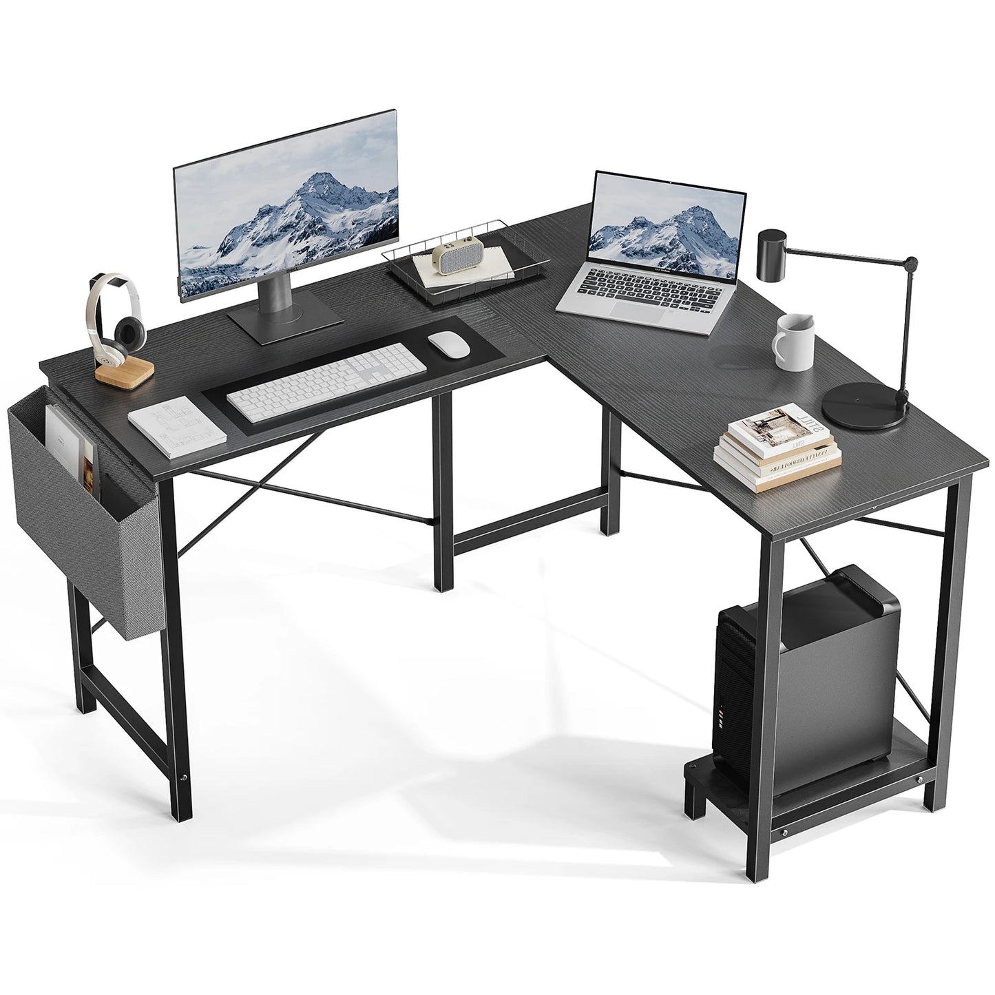 JHK Gaming Corner L Shaped Computer Desk With CPU Storage