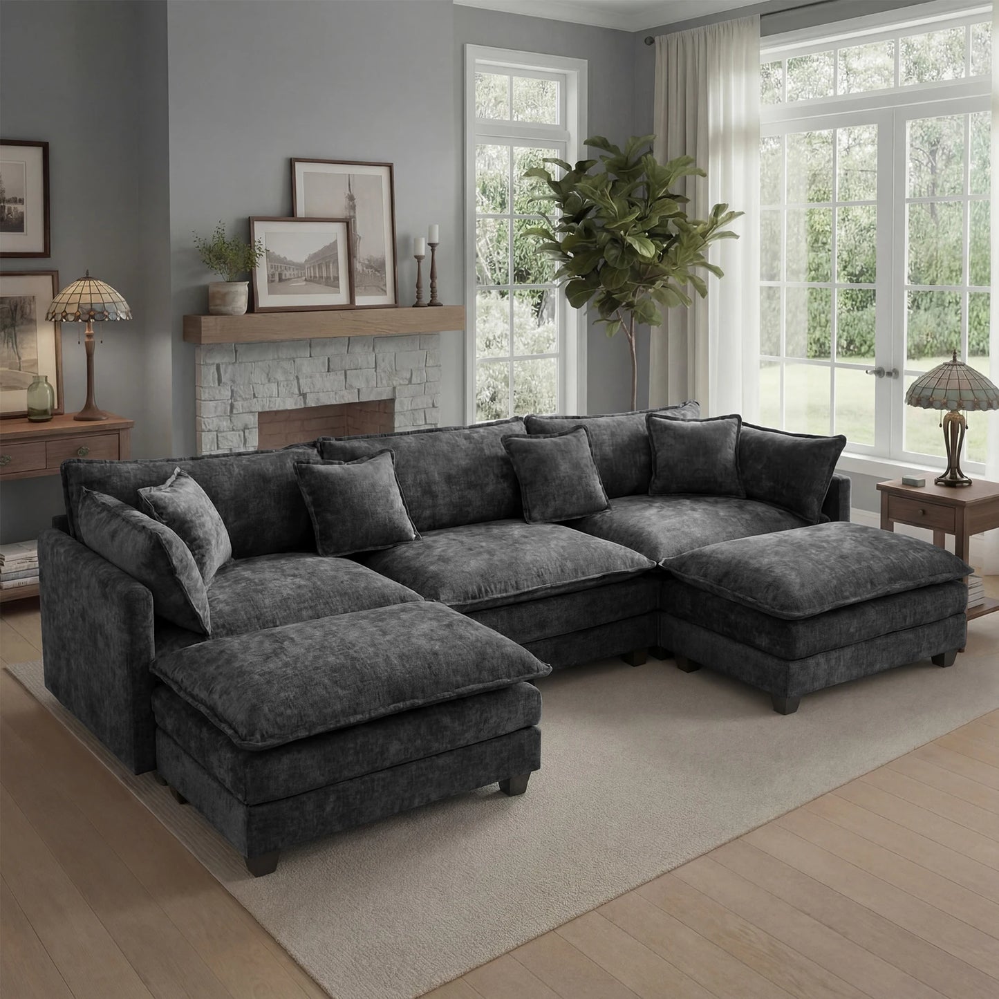 Redlife Modular Sectional Sofa With Ottoman Deep Seat